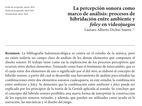 Title page of the sound perception and hybridization paper